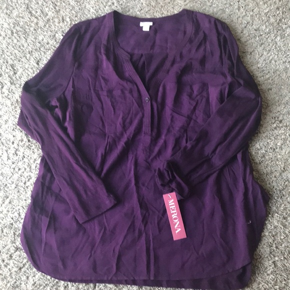 Merrell Tops - 🌹NWT Merona mixed media top..purple.. XL